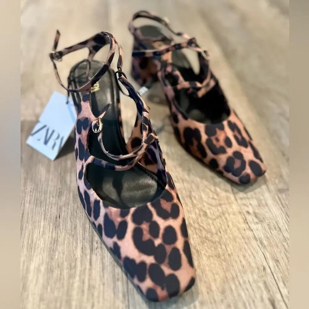 ZARA Leopard Print Mary Jane Block Heels NWT – Animal Print Buckled Strap Shoes - Picture 12 of 16